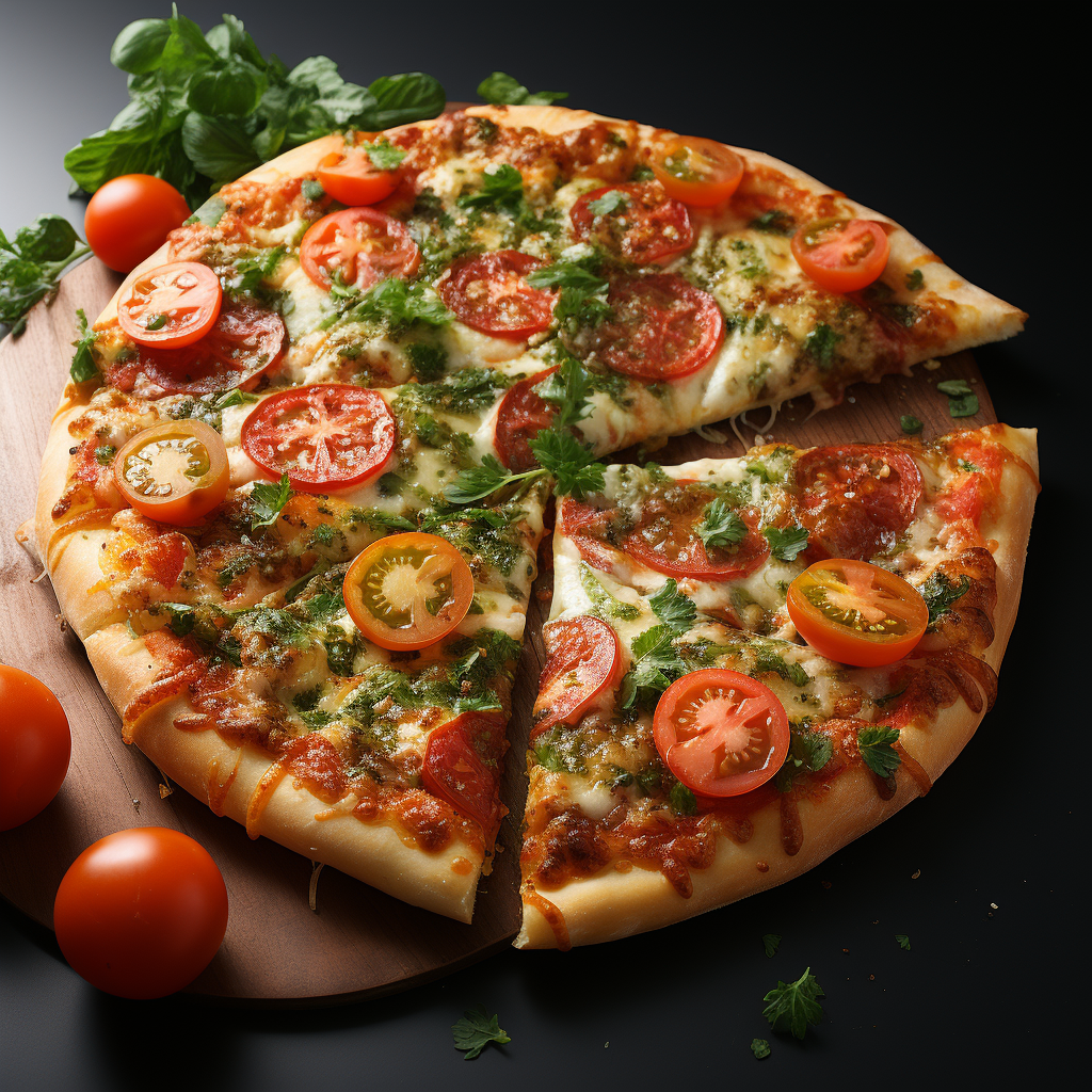 Tomatenpizza mit Minzpesto