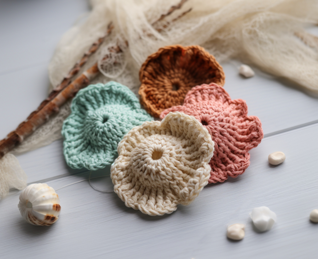 Selbst gehäkelte Muscheln