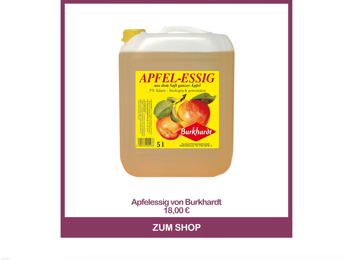 Apfelessig zum Putzen von Burkhardt