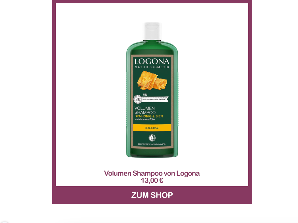 Bestes Naturkosmetik-Shampoo für feines Haar - Volumen-Shampoo Bio-Honig & Bier von Logona