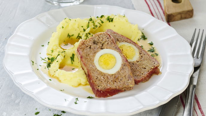 Rezept für Falscher Hase mit Stampfkartoffeln