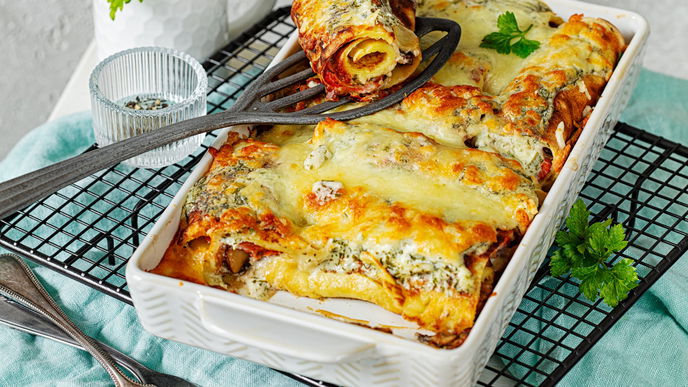 Rezept für überbackene Lachs-Pfannkuchen 