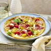 Rezept für Pfannkuchen-Pizza mit Schinken, Feta und Tomaten