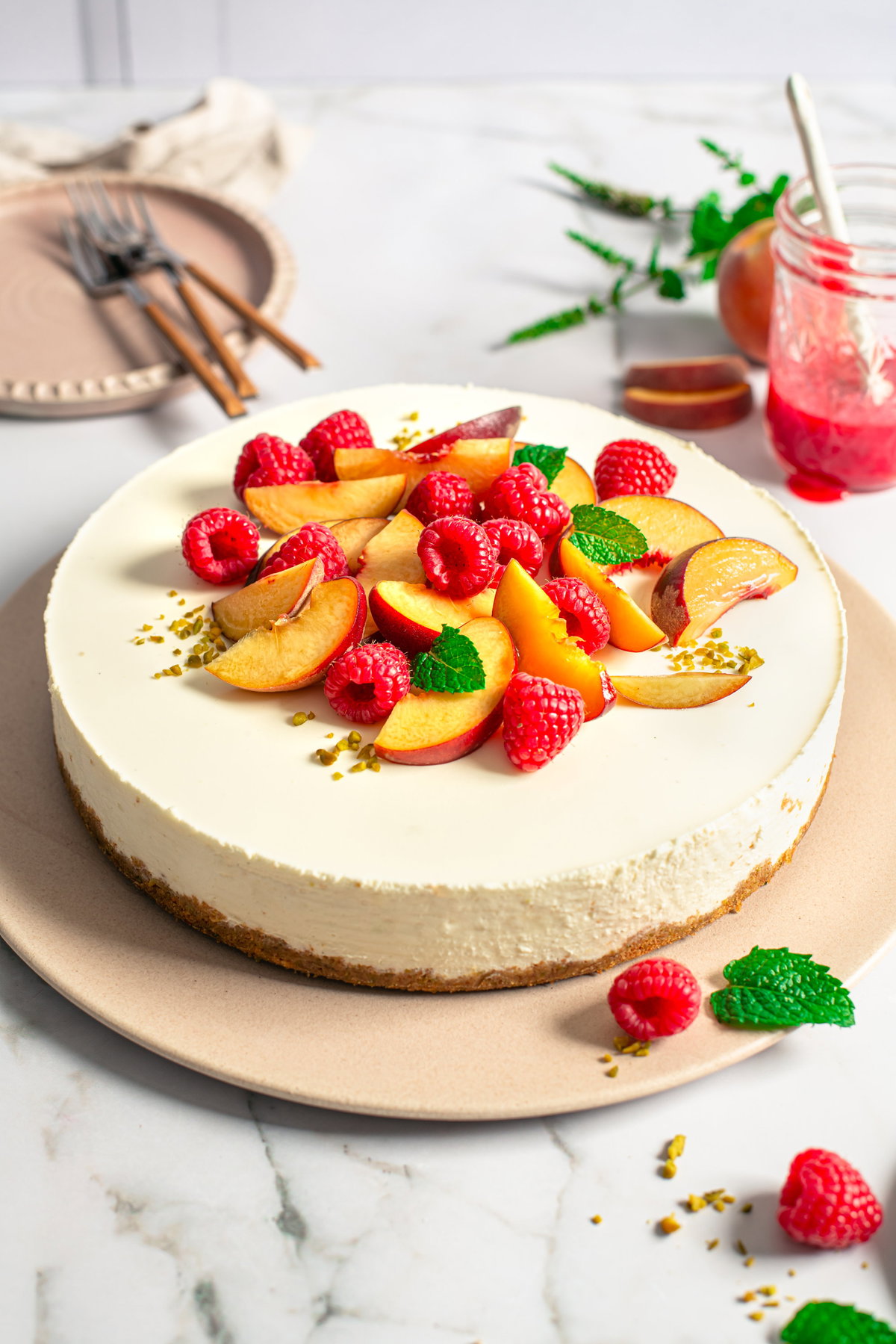 Käsekuchen mit Pfirsich