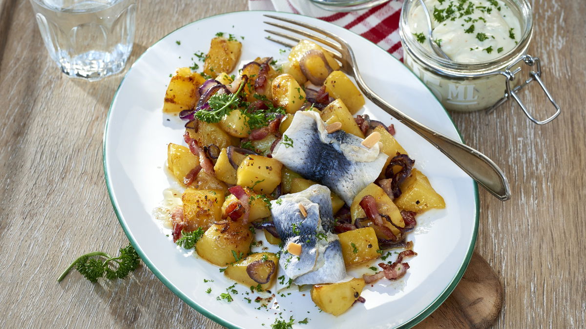 Rezept für Rollmops mit Bratkartoffeln 