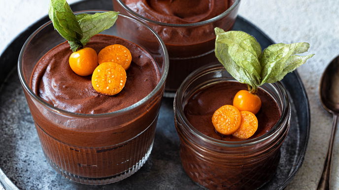 Rezept für Schokomousse mit frischen Physalis 