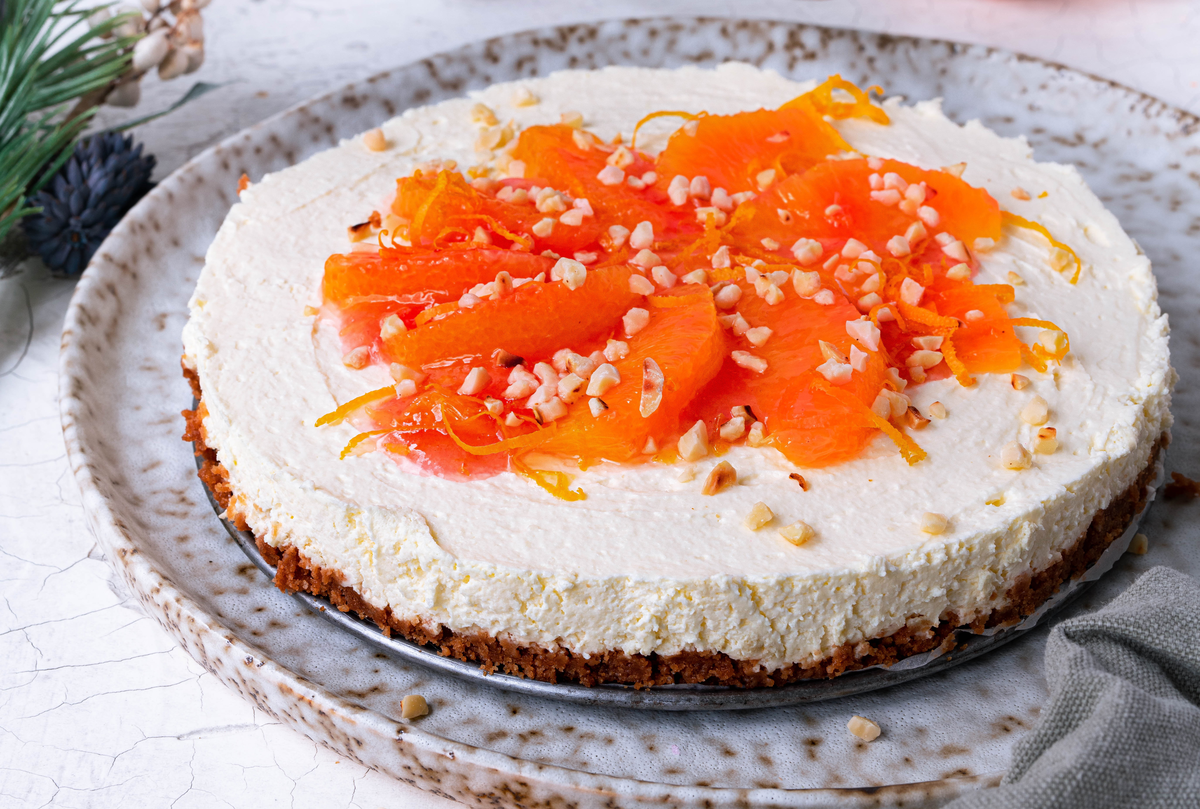 Kuchen ohne Mehl - Fruchtiger Orangen-Cheesecake