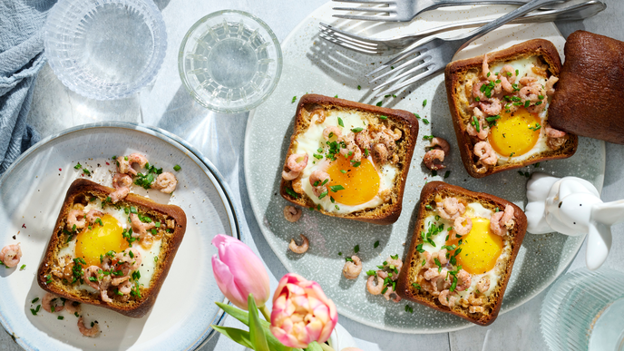 Rezept für gefüllte Brötchen mit Ei und Krabben