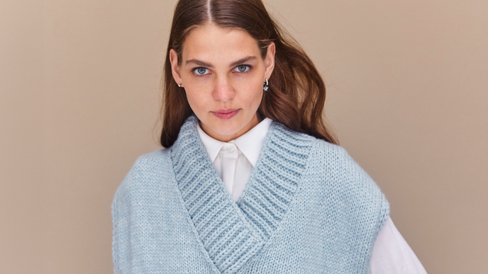 Kuscheligen Oversize-Pullunder stricken - mit der kostenlosen Anleitung von Lana Grossa