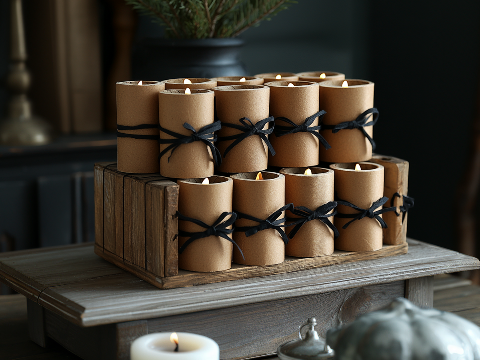 Adventskalender aus Klorollen im minimalistischen Design