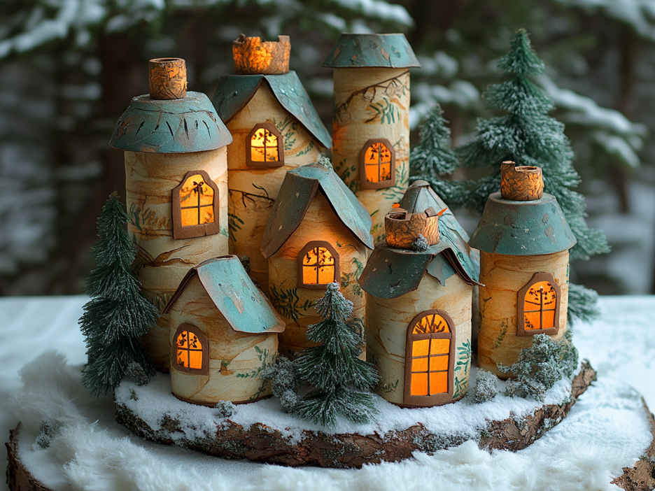 Adventskalender aus Klorollen - Schneelandschaft