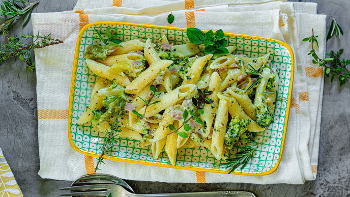 Rezept für schnelle Brokkoli-Schinken-Penne