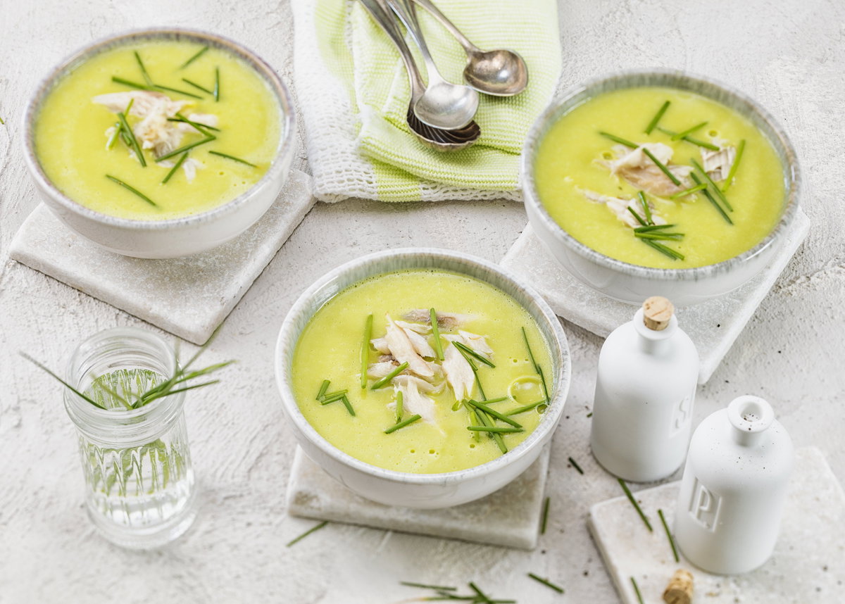 Erbsensuppe mit Heilbutt