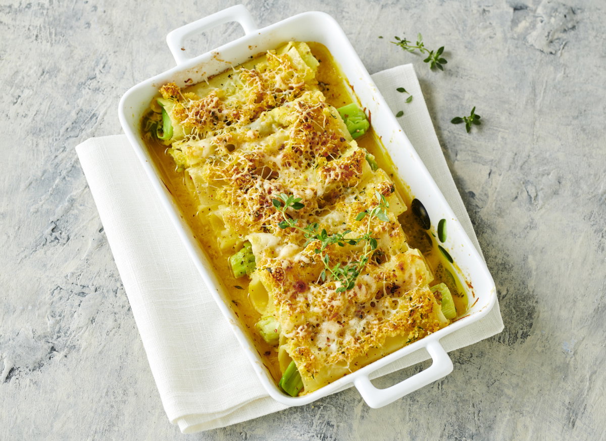 Gratinierte Porree-Cannelloni