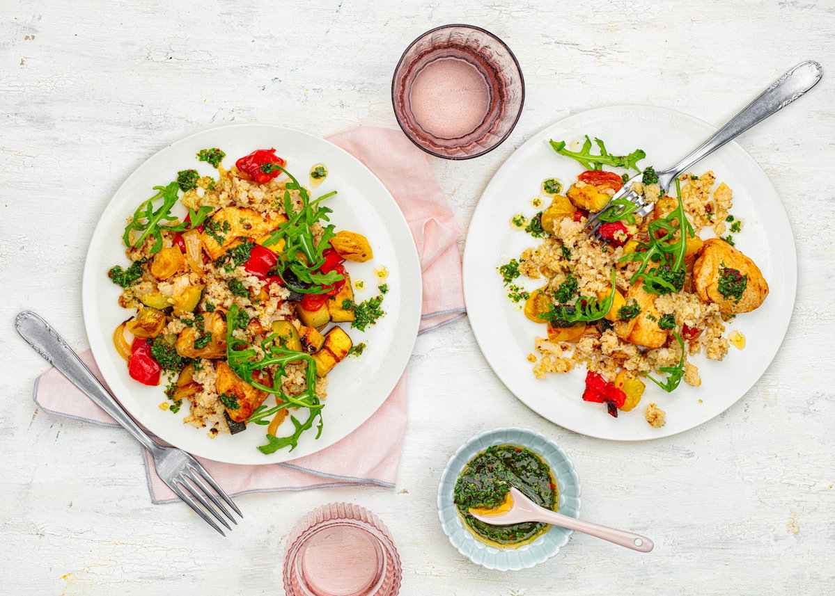 Hähnchen mit Blumenkohlreis