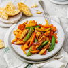 Rezept für schnelle Hähnchenpfanne mit buntem Gemüse