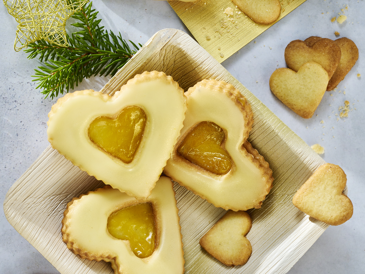 Linzer Lemon-Herzen-Plätzchen