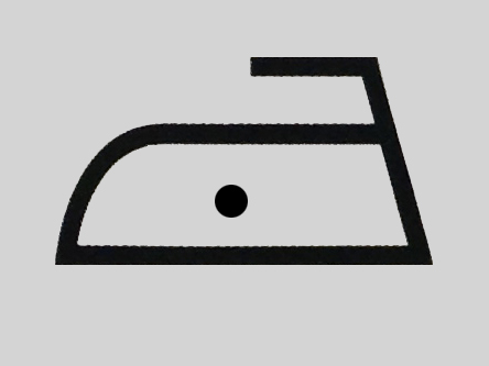 Stricksymbol für Bügeln bei geringer Hitze