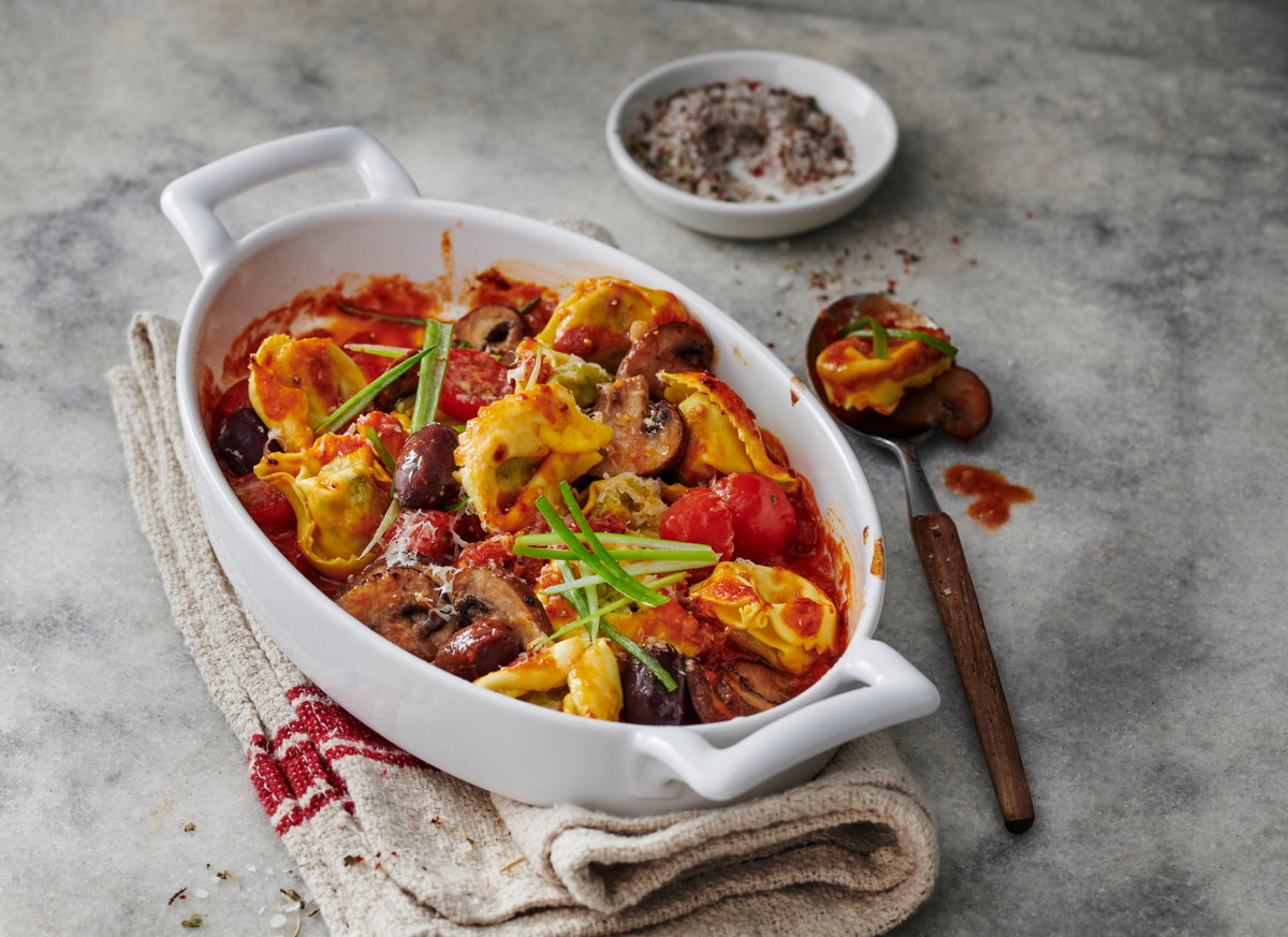 Tortellini-Auflauf mit Pilzen