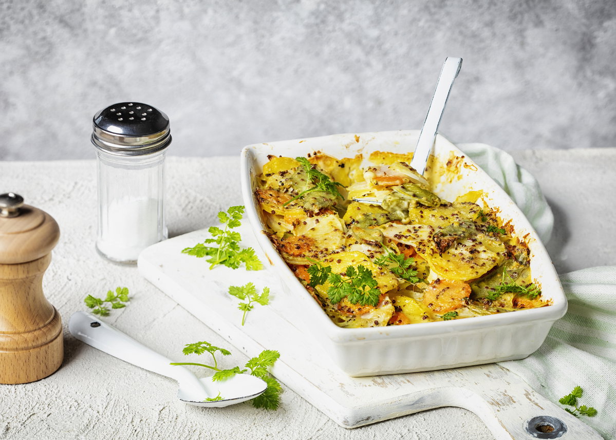 Überbackenes Béchamel-Gemüse