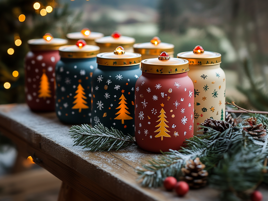 Adventskalender selber machen Idee aus Gläsern