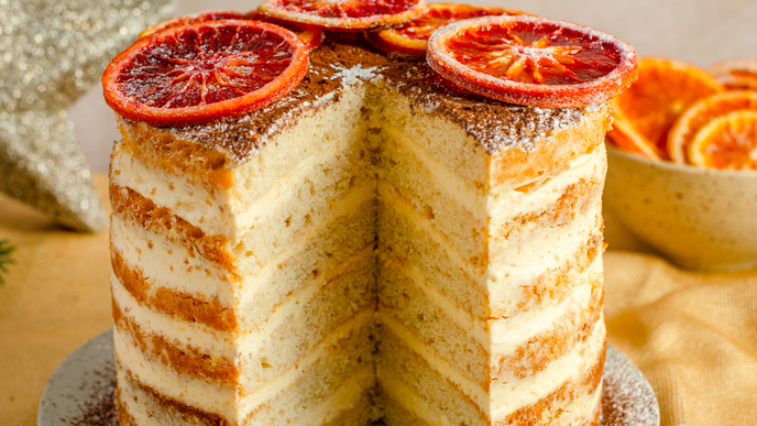 Blutorangen-Torte mit Orangenlikör und Mascarponecreme: Die Augenweide auf jedem Kuchenbuffet