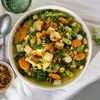 Rezept für veganen Gemüseeintopf mit Tofu und Kichererbsen 
