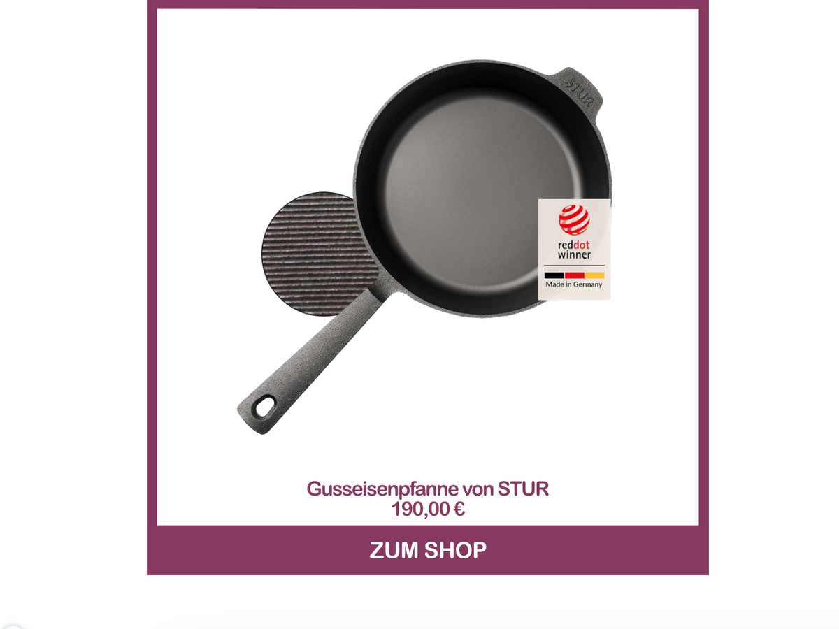 Gusseisenpfanne von STUR für Champignons wie vom Weihnachtsmarkt