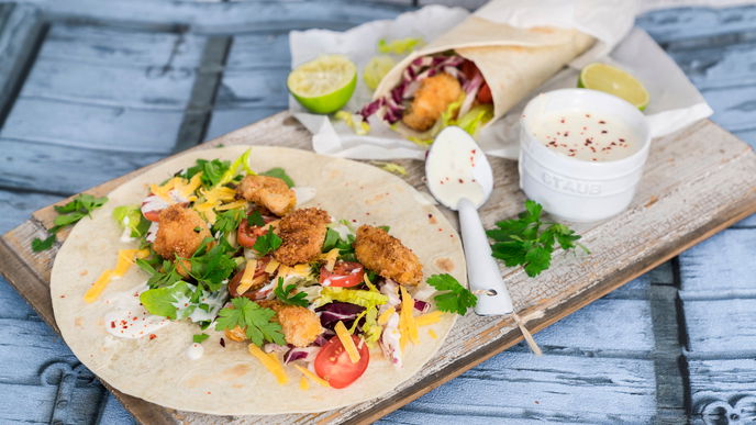 Rezept für Crispy Hähnchen-Wrap mit frischem Koriander