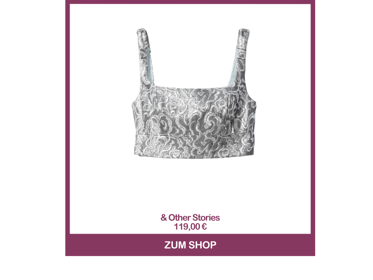 Jacquard-Crop Top in Metallic-Optik