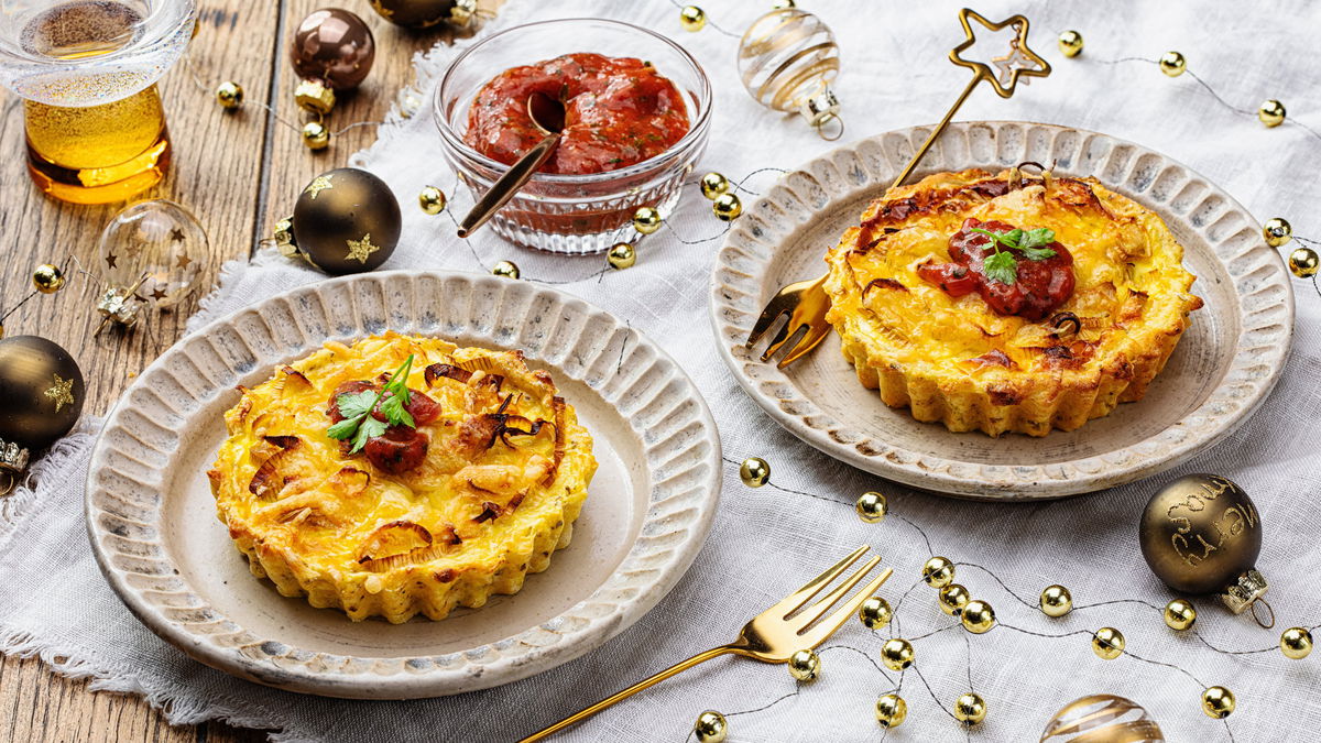 Rezept für Mini-Lauch-Quiche mit Paprika-Konfitüre