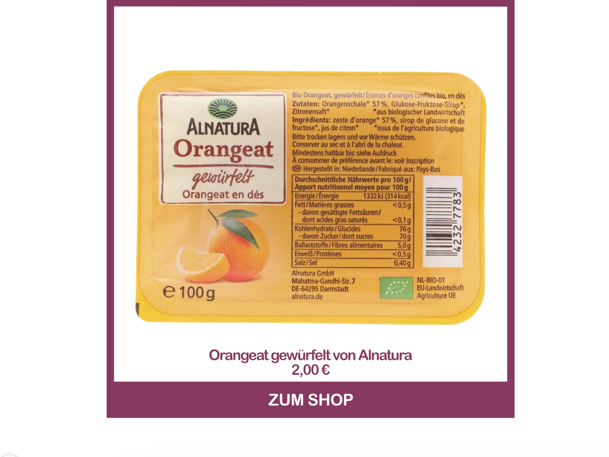 Saftige Orangenplätzchen mit Orangeat gewürfelt von Alnatura