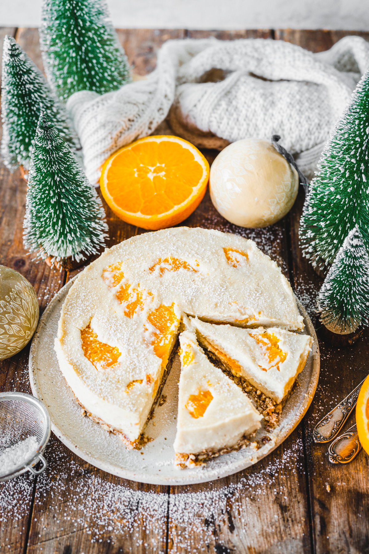 Veganer Käsekuchen mit Orangen