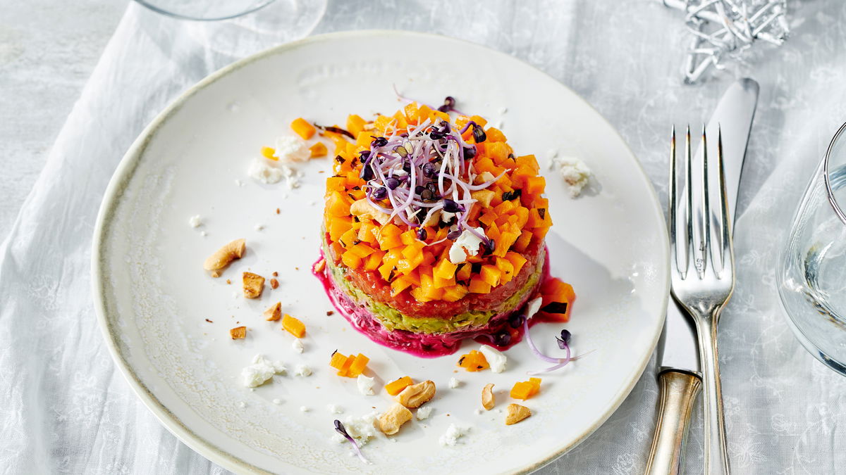 Rezept für veganes Gemüse-Tatar mit Möhrenlachs 
