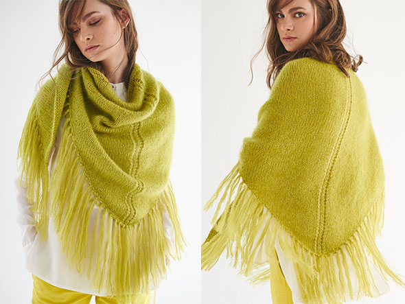 Stricken mit Mohair - Model in Stola-Dreieckstuch für kühle Tage