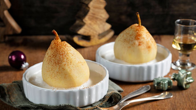 Rezept für Weißweinbirnen mit Lebkuchensoße - weihnachtlich & schnell zubereitet