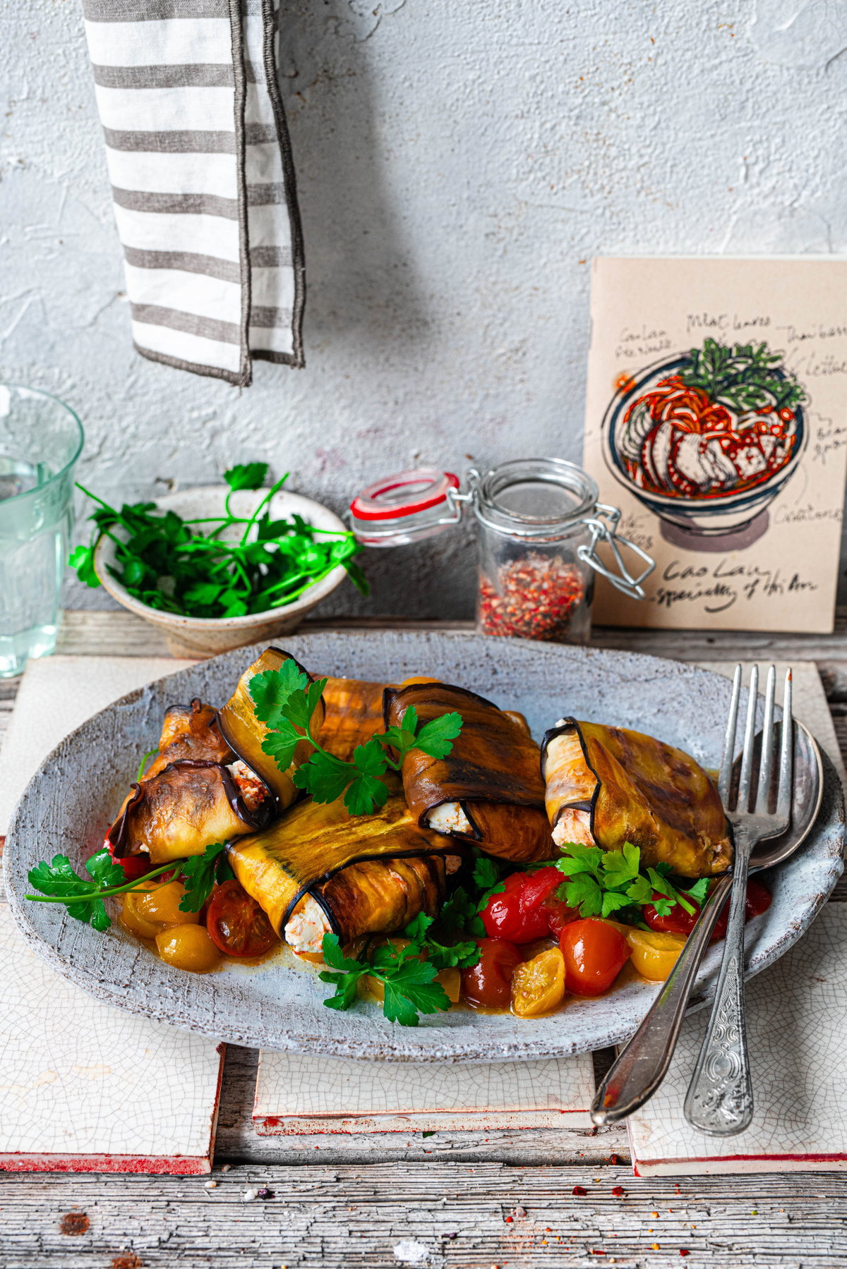 Gefüllte Aubergine mit Feta