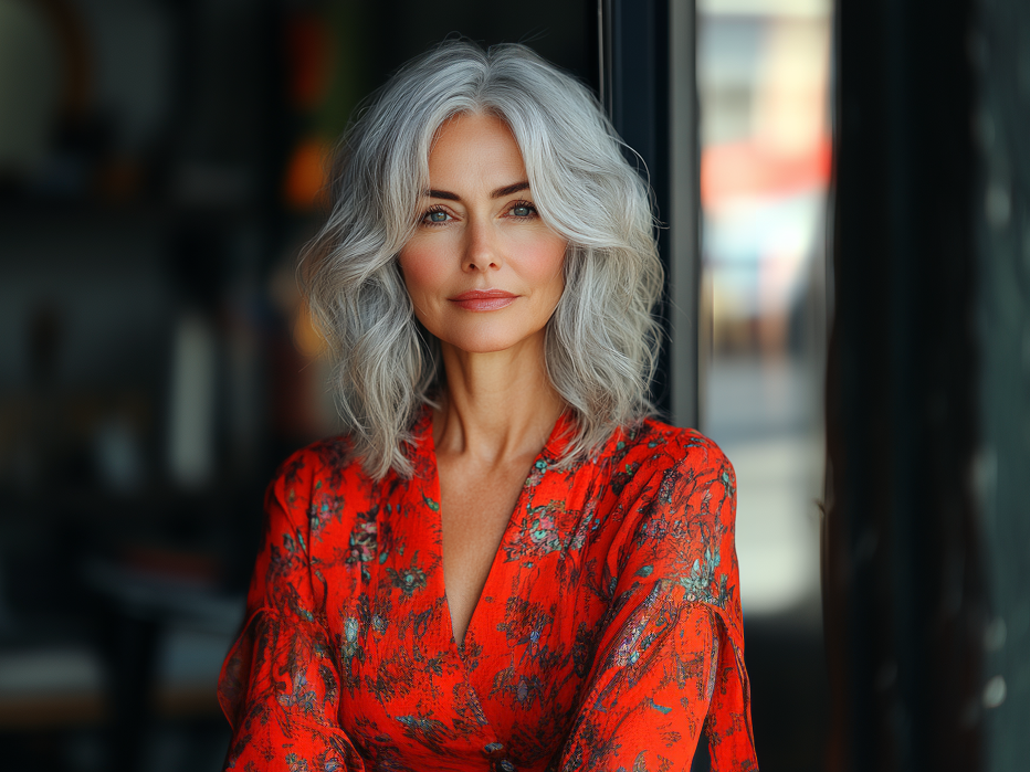 Kurzhaarfrisuren ab 60 - Frau mit Long Bob
