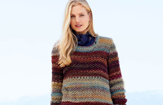 Stricken mit Farbverlauf - kostenlose Anleitung für den lässigen Mustermix-Pullover