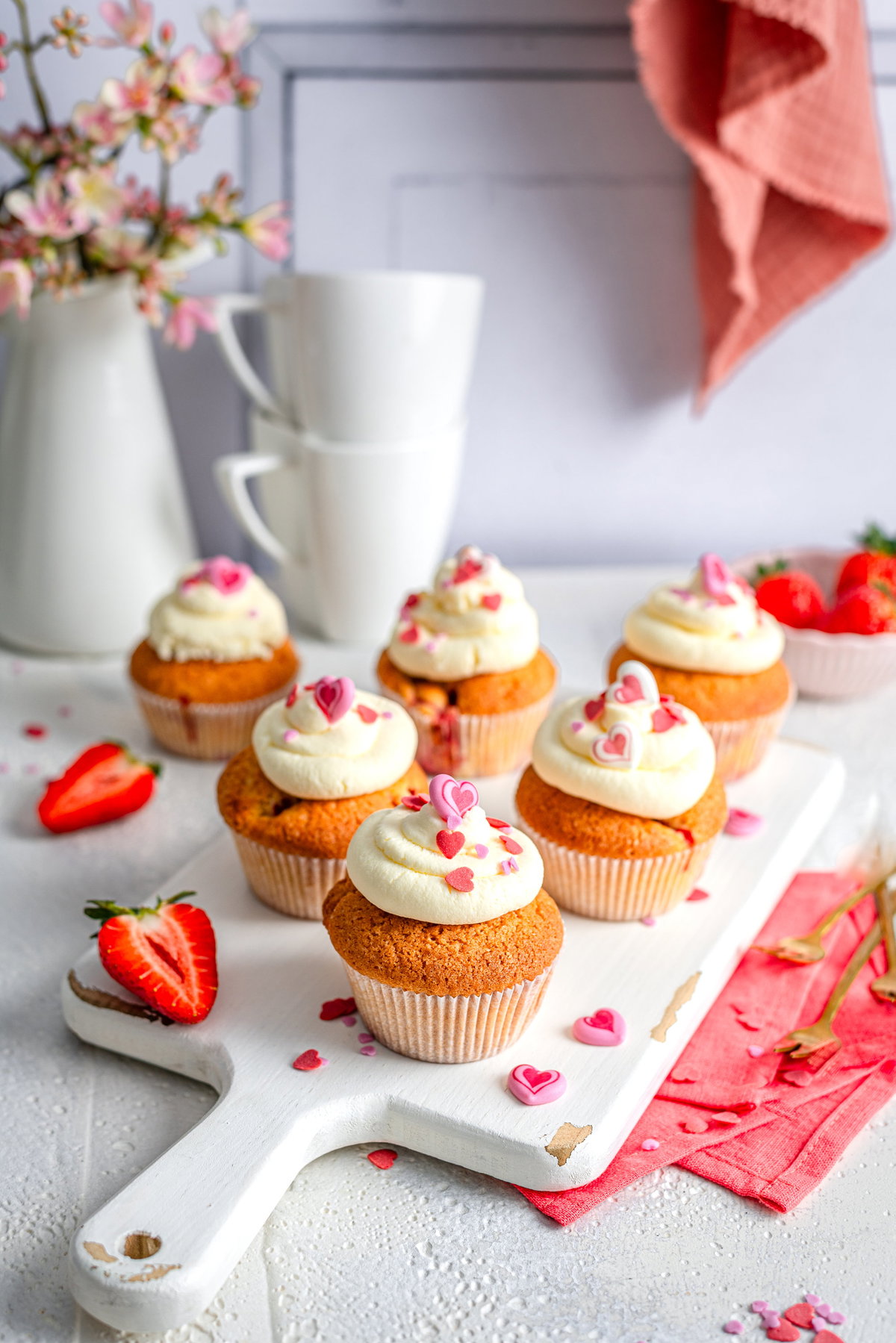 Erdbeer-Cupcakes in Herzform