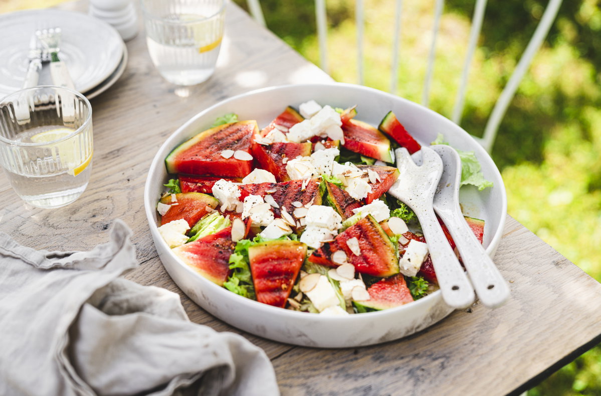 Gegrillter Melonen-Salat mit Feta