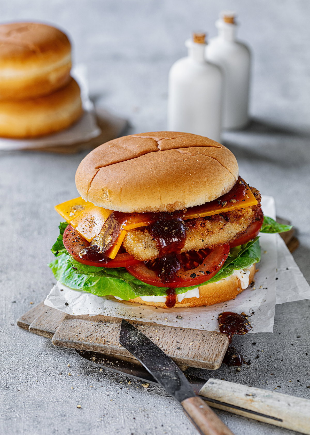 Schnitzel-Cheeseburger