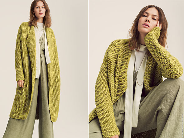 Stricken mit dicker Wolle - Model in Strickmantel von Lana Grossa