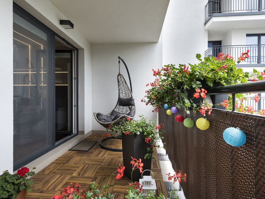 Windschutz auf einem Balkon