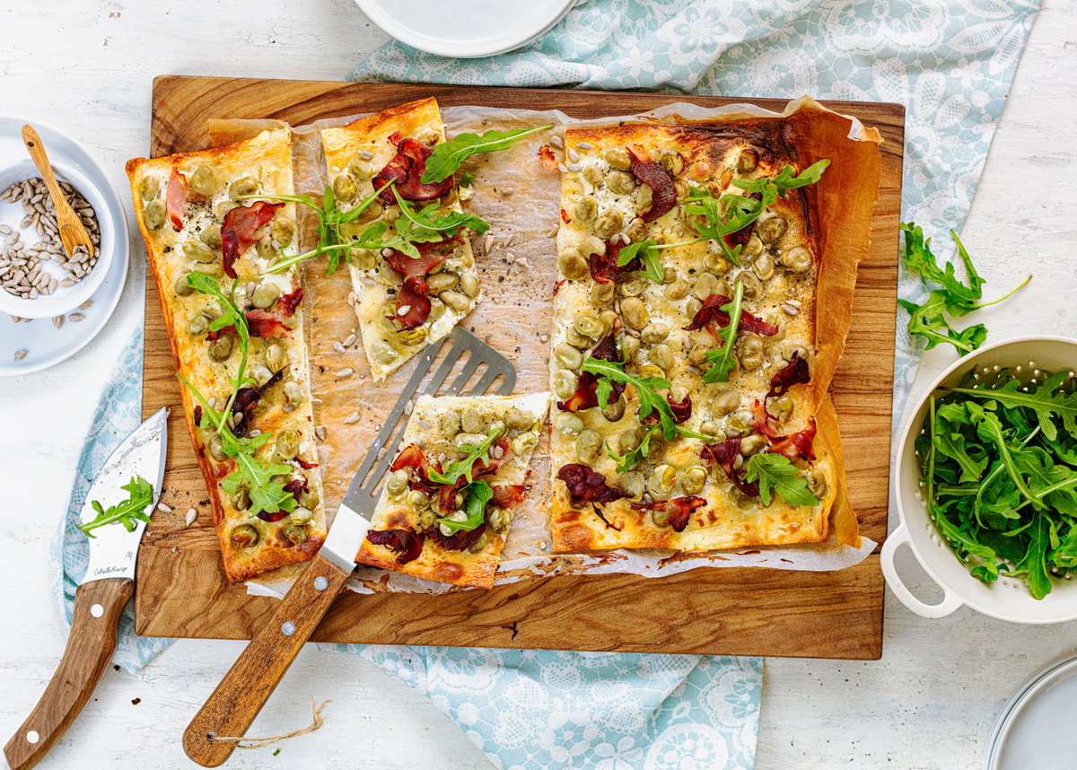Flammkuchen mit Bohnen
