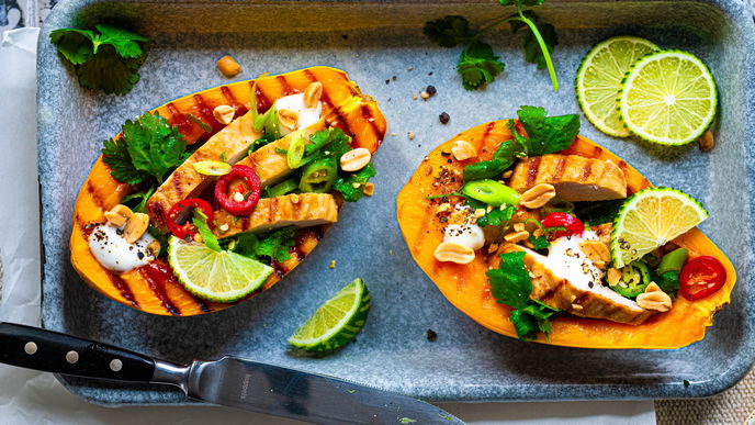 Aromatisches Rezept für gegrillte Papaya mit Limetten-Hähnchen - saftig & frisch!
