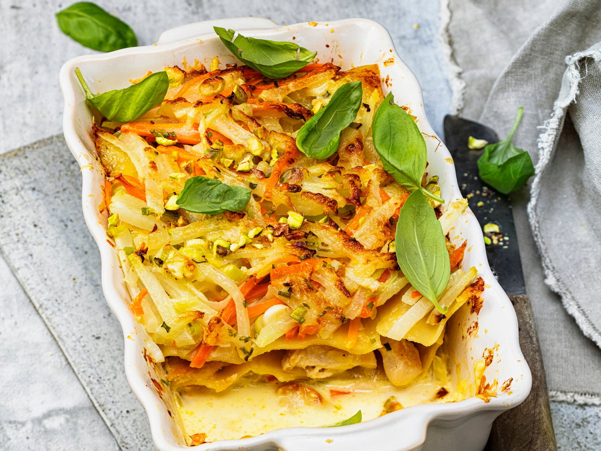 Kohlrabi-Hähnchen-Lasagne