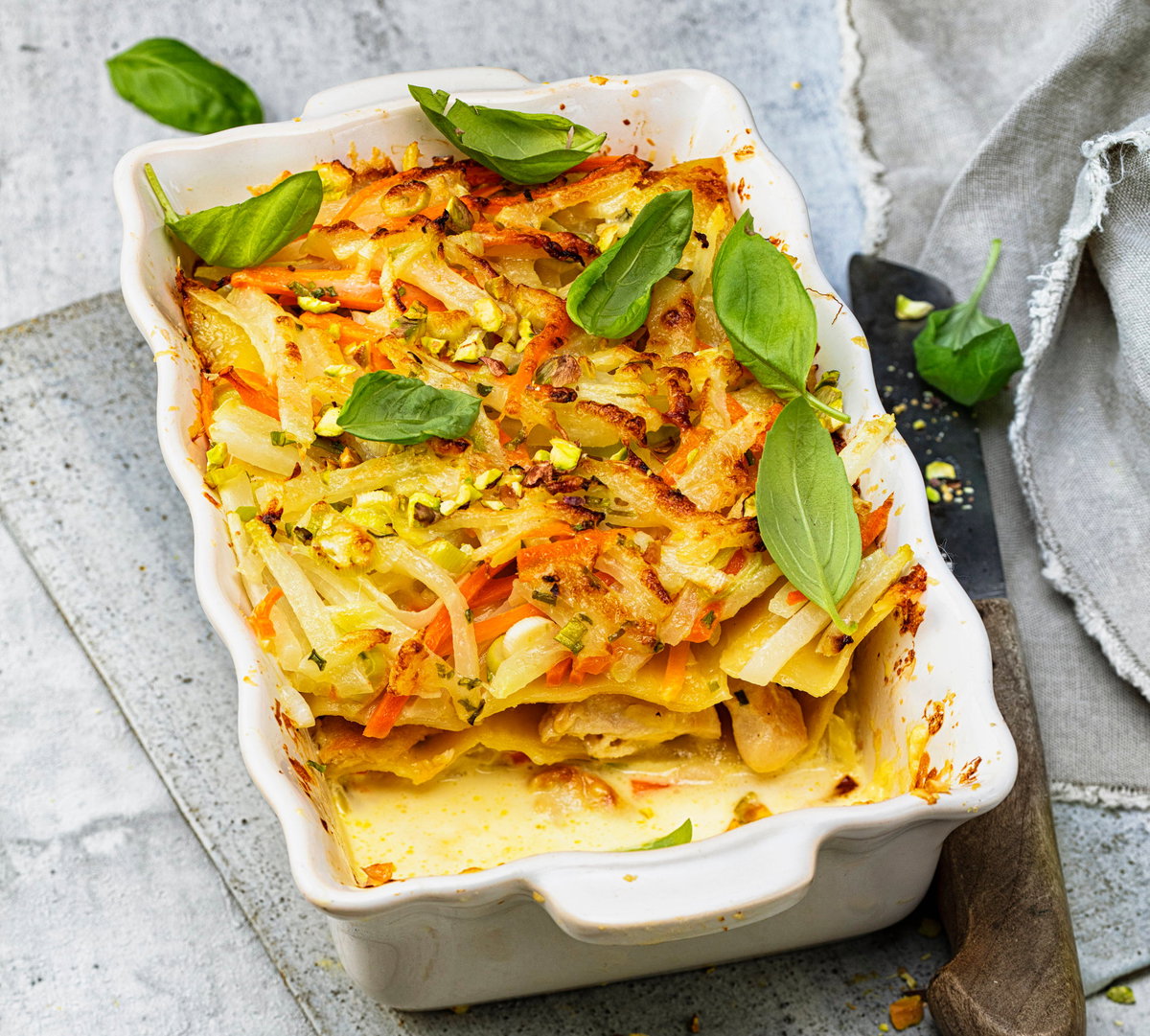 Kohlrabi-Hähnchen-Lasagne