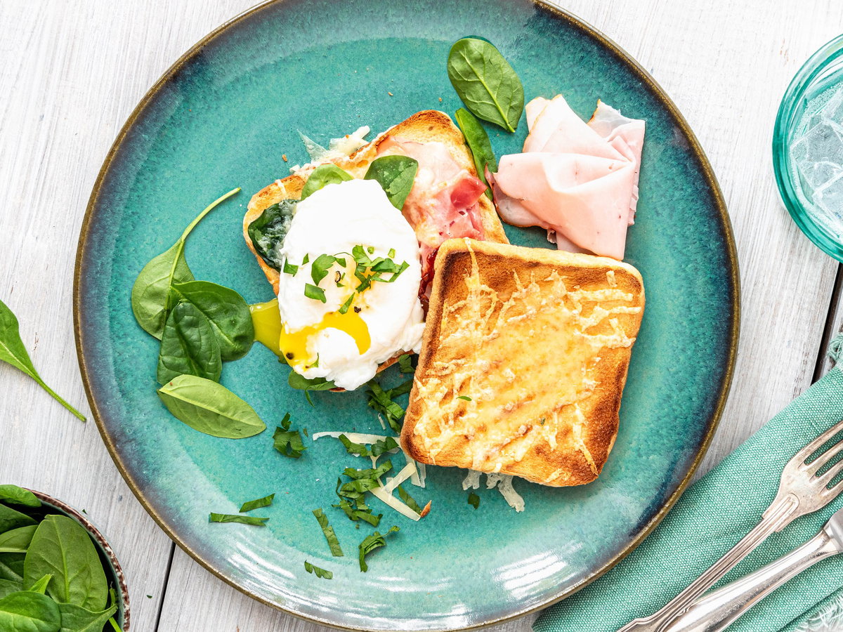 Croque mit Spinat