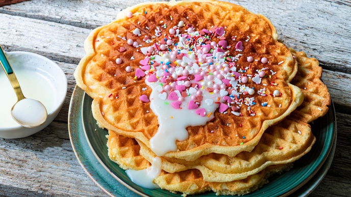 Unser Fantawaffeln-Rezept mit Streuseln ist schön fluffig und schmeckt wie bei Oma